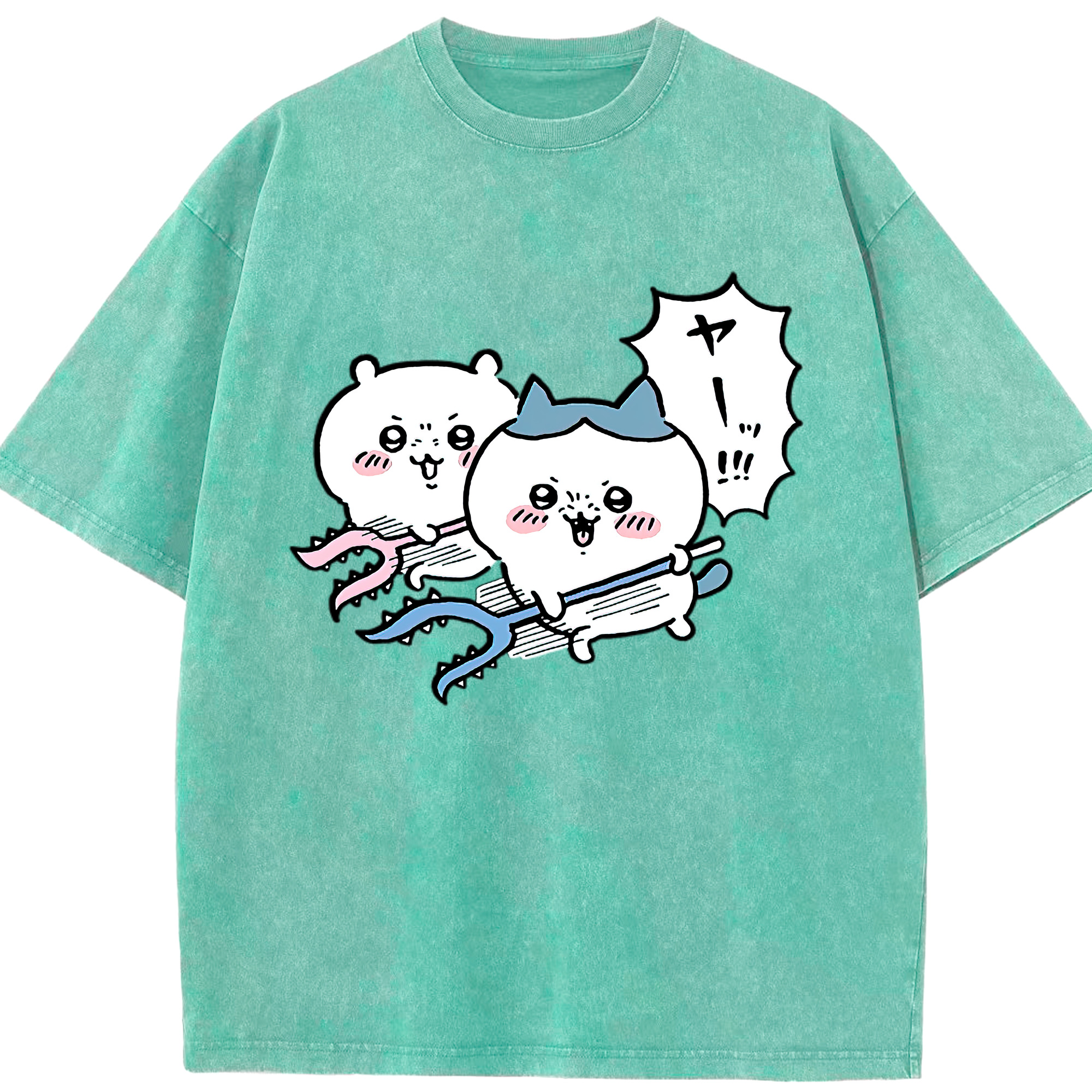 （画像用） ちいかわ ハチワレ Chii-kawa hachiware 綿100% ヴィンテージ風 半袖Tシャツ（フロントプリント）